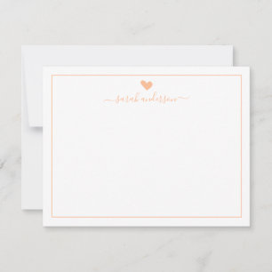 Modern Calligraphy Light Peach Heart Personalize Note Card