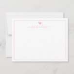 Modern Calligraphy Light Pink Heart Personalized Note Card