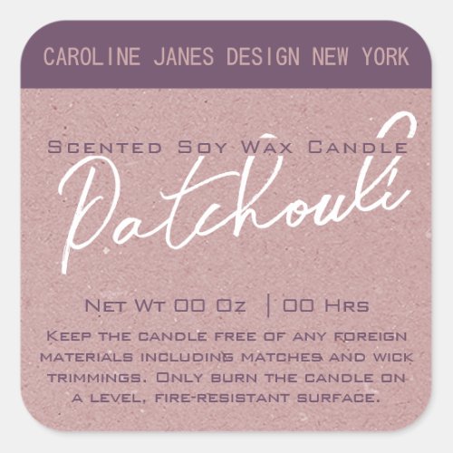 Modern Calligraphy Lilac Kraft Paper Candle Labels