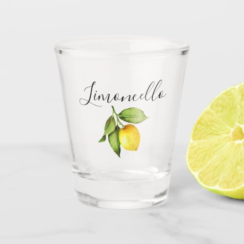 Modern Calligraphy Limoncello Watercolor Lemon Shot Glass