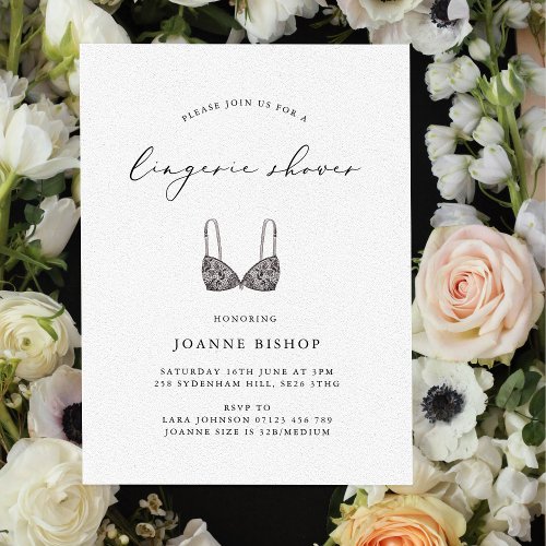 Modern Calligraphy Lingerie Bridal Shower Invitation