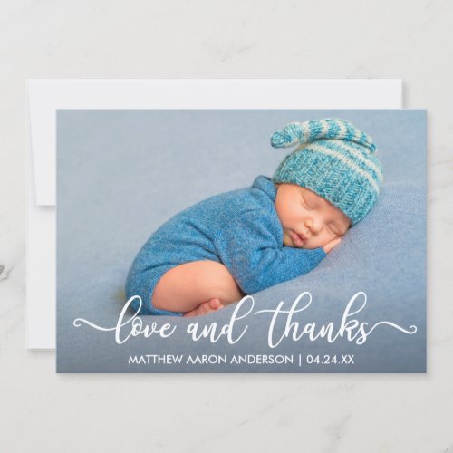 Modern Calligraphy Love and Thanks Baby Thank You Card