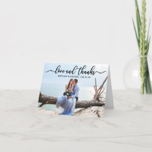 Modern Calligraphy Love and Thanks Wedding Note Thank You Card