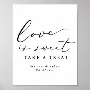 Modern Calligraphy Love is Sweet Wedding Dessert Poster