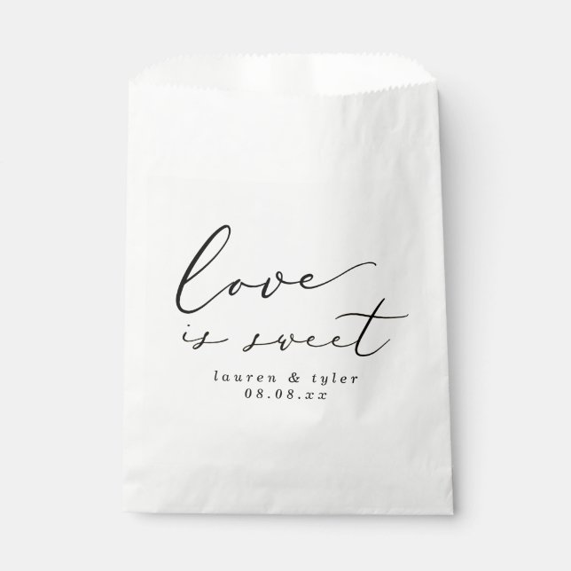 Modern Calligraphy Love is Sweet Wedding Favor Bag (Front)