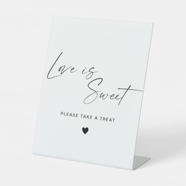 Modern Calligraphy Love Is Sweet Wedding Pedestal Sign (Front)