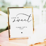Modern Calligraphy Love Is Sweet Wedding Sign at Zazzle