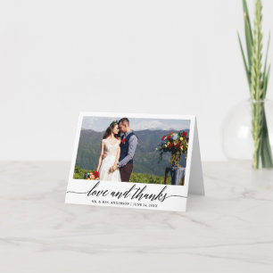 Modern Calligraphy Love Thanks Wedding Note Letterpress Thank You Card