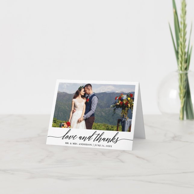 Modern Calligraphy Love Thanks Wedding Note Letterpress Thank You Card (Front)