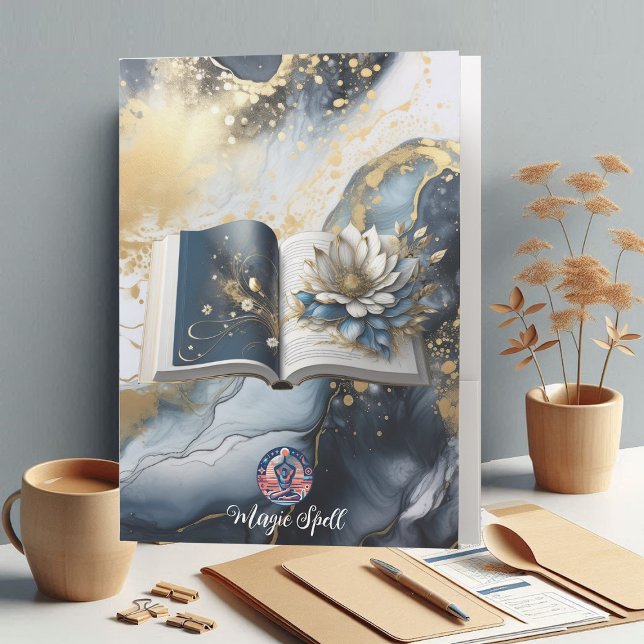 Modern Calligraphy Magic Spell Book Mystic Logo   Pocket Folder (Modern Calligraphy Magic Spell Book Mystic Logo Pocket Folder)