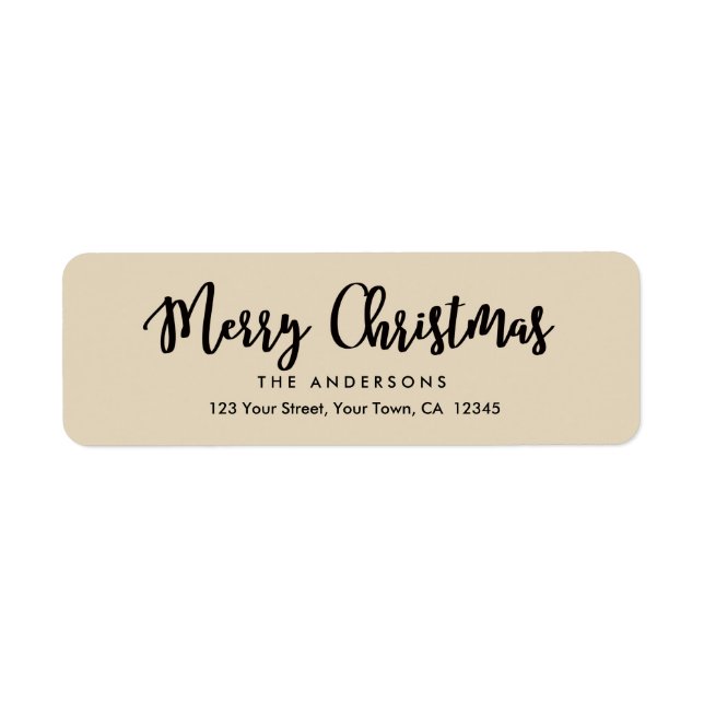 Modern Calligraphy Merry Christmas Script Holiday Label (Front)