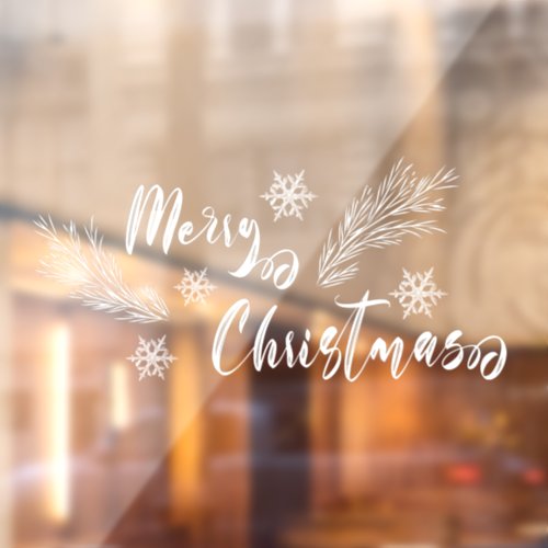 Modern calligraphy Merry Christmas snowflake Window Cling