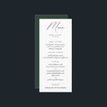 Modern Calligraphy Minimalist Menu<br><div class="desc">Modern and elegant signature calligraphy graphic "Menu",  chic typography template with multiple lines for your custom menu items. Backing color shown in dark forest green can be customized.</div>