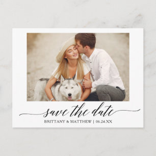 Modern Calligraphy Minimalist Save The Date Photo Postcard