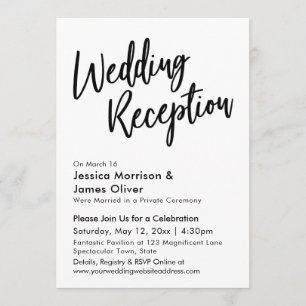 Modern Calligraphy Minimalist Wedding Reception Invitation
