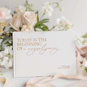 Modern Calligraphy Minimalist White Wedding  Guest Book