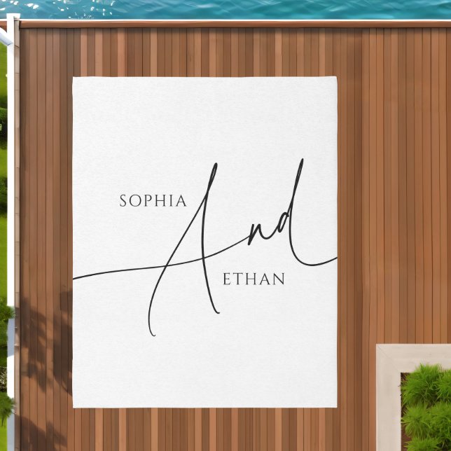 Modern Calligraphy Monogram Wedding Outdoor Rug (Insitu (Outdoor 2))