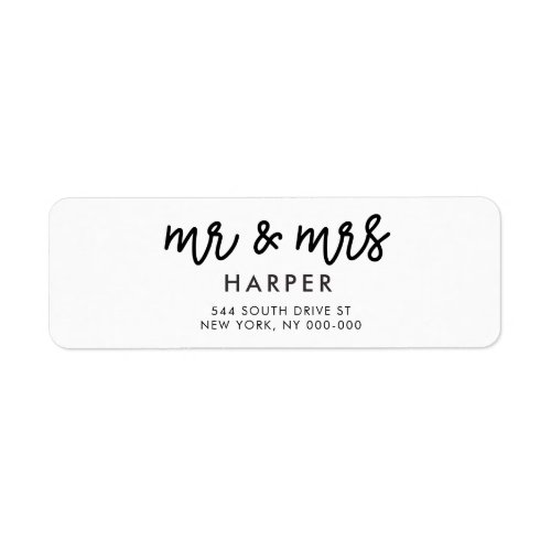 Modern calligraphy Mr  Mrs return address Label