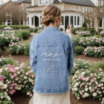 Modern Calligraphy Mrs wedding day Denim Jacket<br><div class="desc">For more wedding invitation wording options,  please see the complete elegant calligraphy wedding collection: https://www.zazzle.com/collections/modern_minimalist-119052317964885904?rf=238296117664346256</div>
