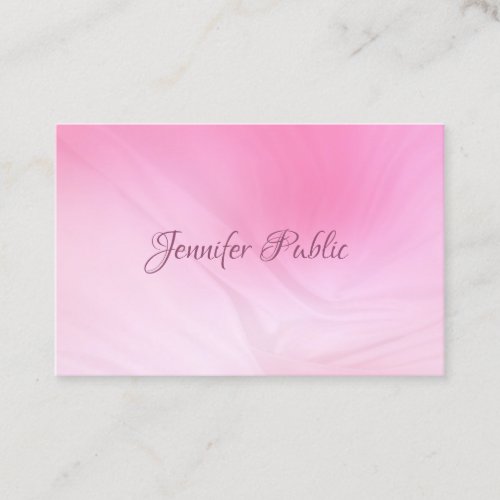 Modern Calligraphy Name Elegant Pink Template Business Card