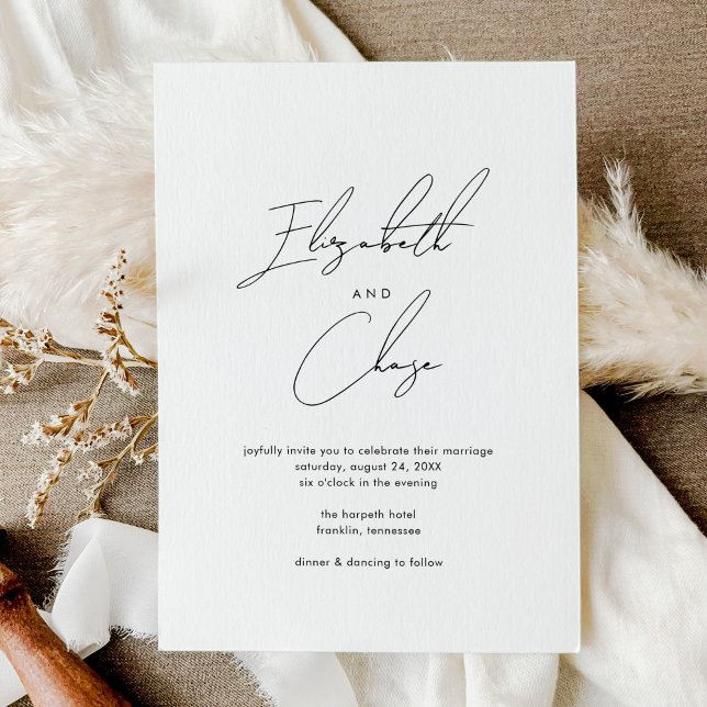 Modern Calligraphy Names Stylish Wedding Invitation (Creator Uploaded)