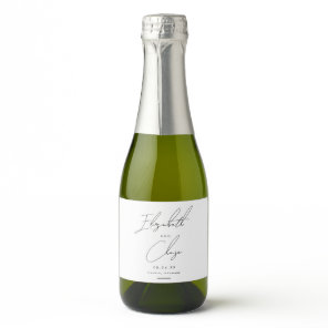 Modern Calligraphy Names Stylish Wedding Sparkling Wine Label