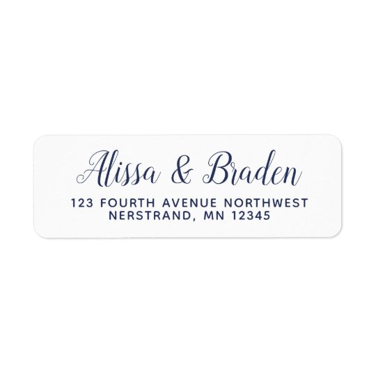 Modern Calligraphy Navy Address Labels Flipped