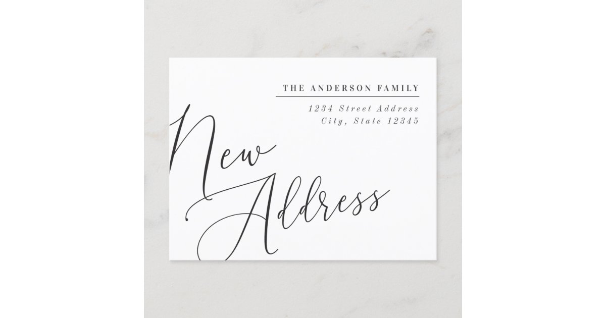 Modern Calligraphy New Address Moving Announcement | Zazzle.com