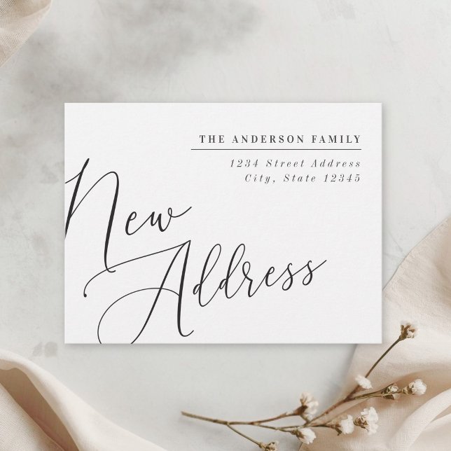 Modern Calligraphy New Address Moving Announcement Postcard (Creator Uploaded)
