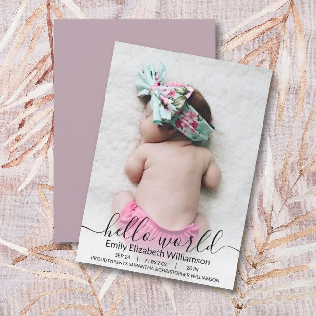 Modern Calligraphy New Baby Photo Announcement (Creator Uploaded)