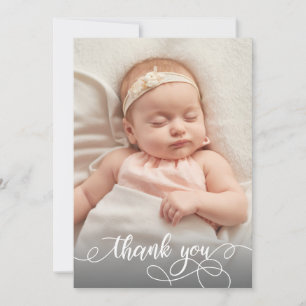 Modern Calligraphy Newborn Baby Photo Thank You