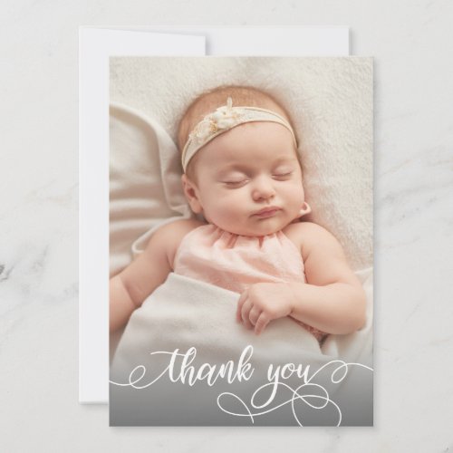 Modern Calligraphy Newborn Baby Photo Thank You