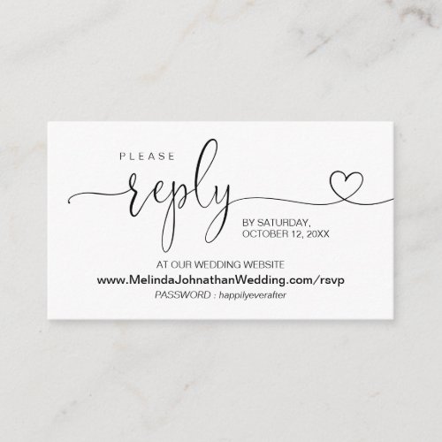 Modern calligraphy Online Wedding Website RSVP Enclosure Card