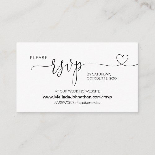 Modern calligraphy Online Wedding Website RSVP  Enclosure Card