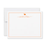 Modern Calligraphy Orange Heart Personalized Note Card Modern Calligraphy Orange Heart Personalized Note Card