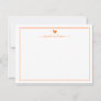 Modern Calligraphy Orange Heart Personalized Note Card