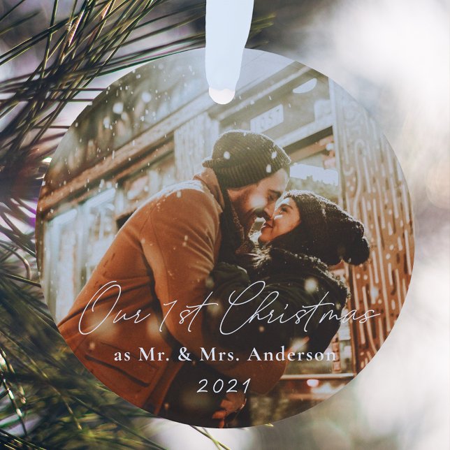Modern Calligraphy Our First Christmas as Mr. Mrs. Ornament (Creator Uploaded)