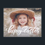 Modern Calligraphy Overlay Happy Easter Photo Holiday Postcard<br><div class="desc">Happy Easter! Send Easter greetings to family and friends with this fun photo Easter flat card. It features modern calligraphy overlay. Personalize by adding names,  photo,  return address and message.</div>