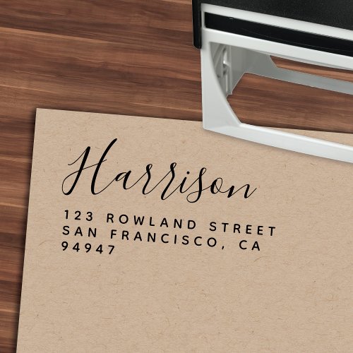 Modern Calligraphy Oversize Name Return Address Self_inking Stamp