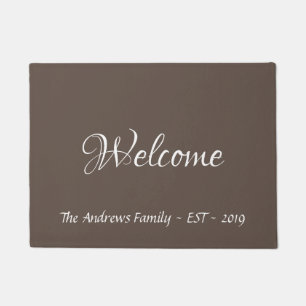 Modern Calligraphy Personalised Brown Doormat