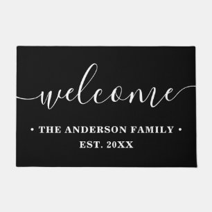 Modern Calligraphy Personalized Family Welcome Doormat