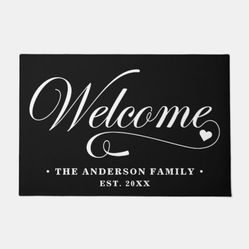 Modern Calligraphy Personalized Family Welcome Doormat
