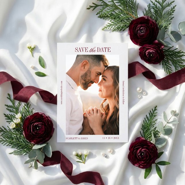 Modern Calligraphy Personalized Photo Wedding Save The Date (Creator Uploaded)