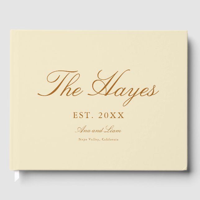 Modern Calligraphy Personalized Wedding Guest Book (Front)