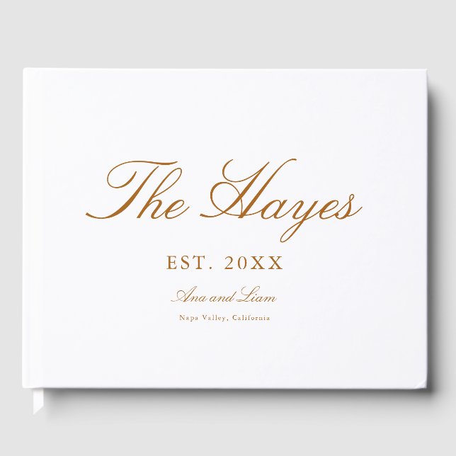 Modern Calligraphy Personalized Wedding Guest Book (Front)