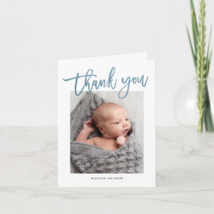 Modern Calligraphy Photo Baby Thank You Card