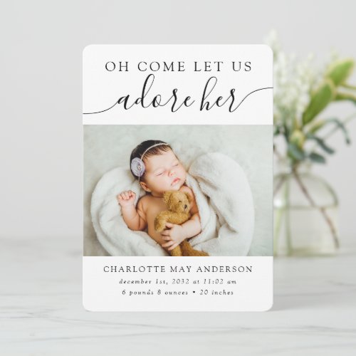 Modern Calligraphy Photo Birth Announcement