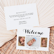 Modern Calligraphy Photo Birth Announcement Card