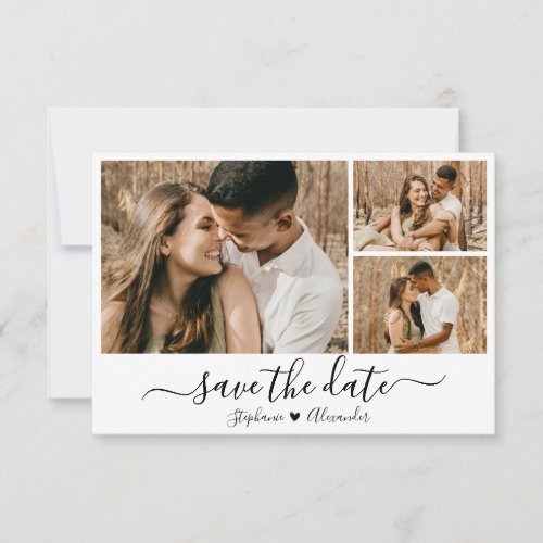 Modern Calligraphy Photo Collage Save The Date