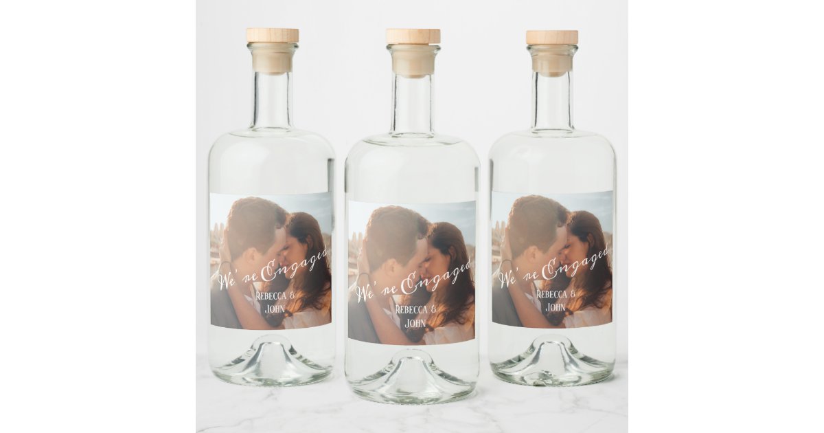 Modern Calligraphy Photo Engagement Personalised Liquor ...